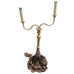 Vintage Raymond Waites Tyndale Tassel Table Lamp 2 Light Candelabra Style
